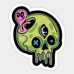 skull and ghost cartoon Sticker